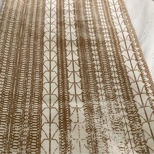 West Elm Cream Canvas Panel with Brown Geometric Trim